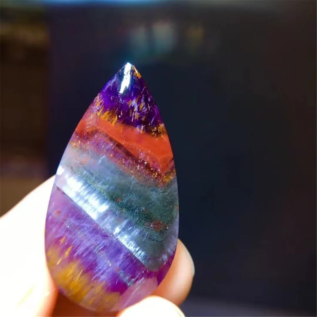 

Натуральный ауралит 23 Фиолетовый рутилированный кварцевый кулон для женщин и мужчин подарок 37x20 мм бусины какоксенит Красный Кристалл ювел...