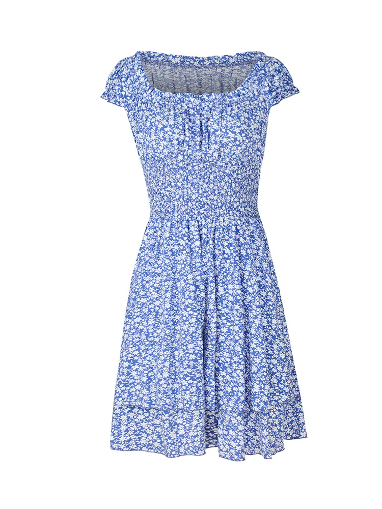 Новинка 2022 летнее платье с квадратным воротником из хлопка принтом женское