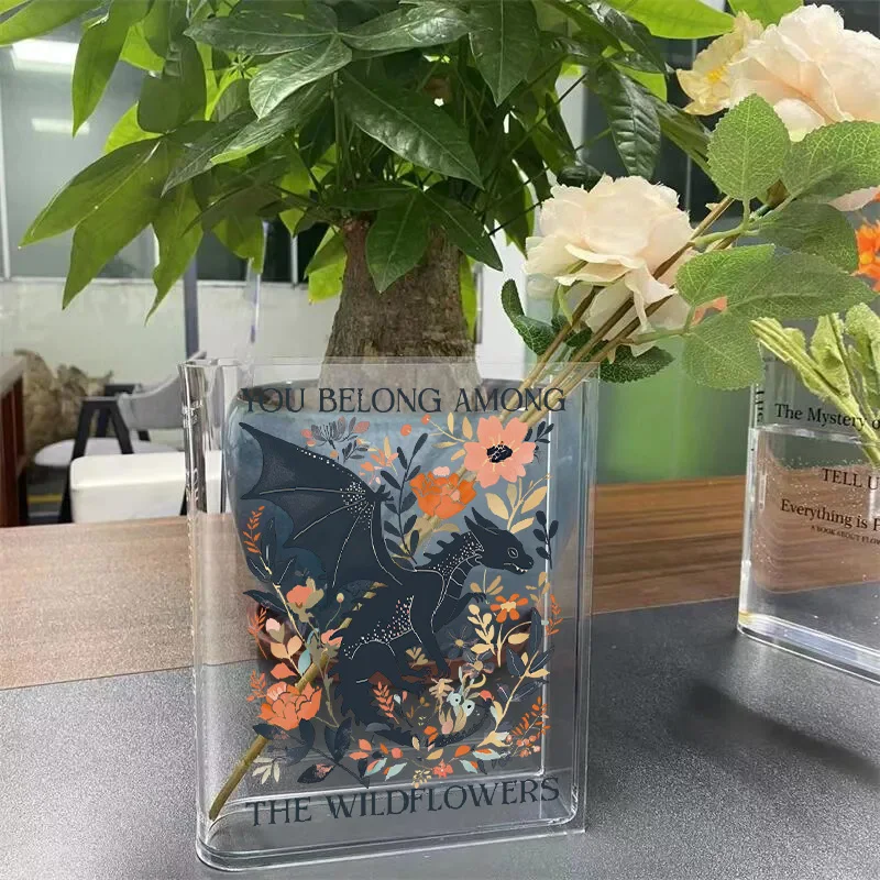 Ваза для цветов в форме книги прозрачная акриловая ваза книг драконов