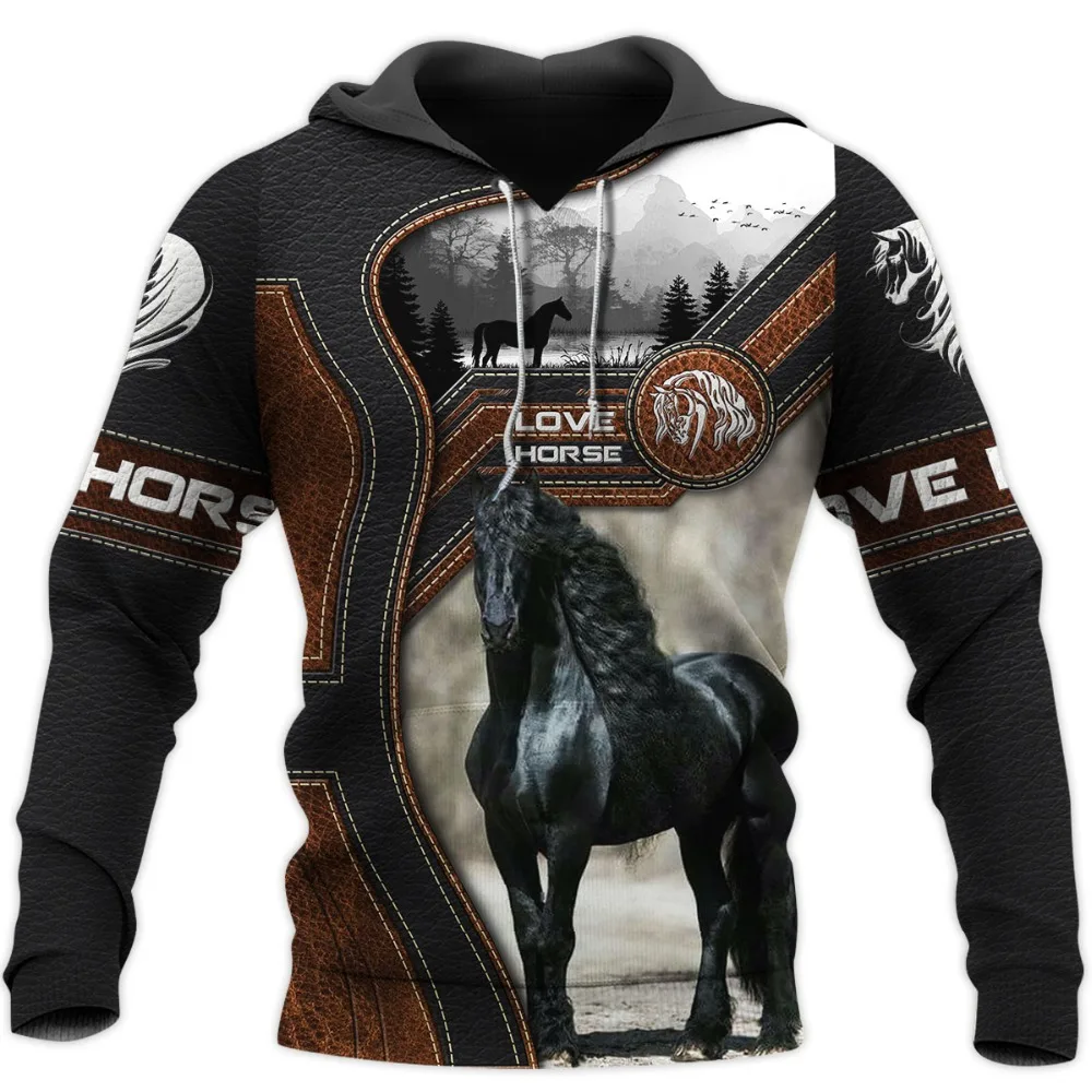 

Moda masculina animal hoodies 3d impresso amor cavalo moletom com capuz harajuku outono streetwear unisex casual treino