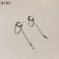 trendy jewelry 925 silver needle chain earrings popular style fashion statement crystal drop earrings for girl women gifts