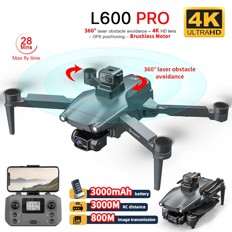 

Квадрокоптер L600 PRO с GPS, 4K, HD, двойная камера