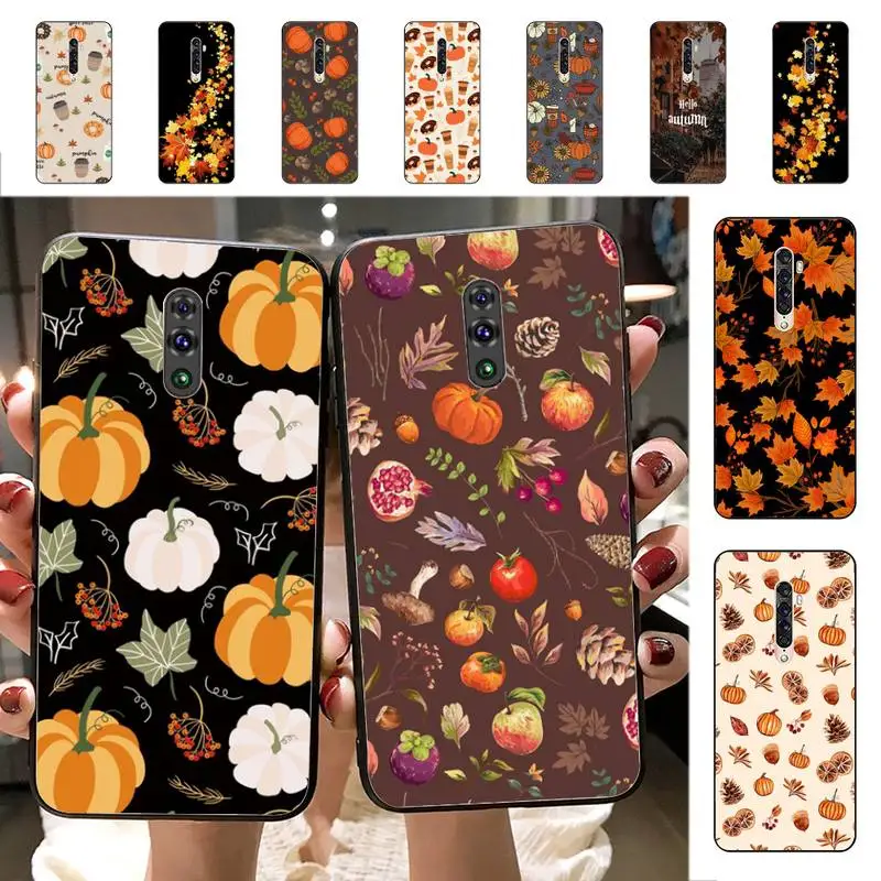 

Happy Autumn Pumpkin leaf Phone Case for Vivo Y91C Y11 17 19 17 67 81 Oppo A9 2020 Realme c3