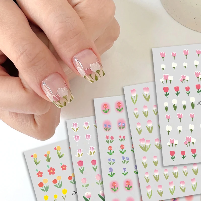 

1 лист наклеек для ногтей s 3D тюльпан цветы Подсолнух наклейка для дизайна ногтей самоклеящиеся наклейки для ногтей Дизайн ногтей маникюр сд...