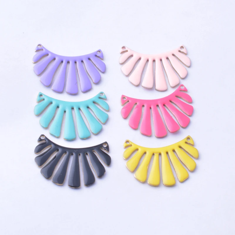 6 шт., двухсторонние медные Подвески в форме веера, 29 х21 мм