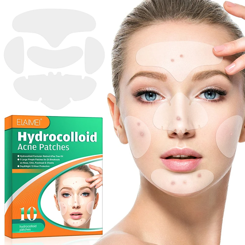 

10Pcs/box Hydrocolloid Acne Face Patch Forehead And Cheeks Pimple Patches For Zit Breakouts On Nose Chin Forehead