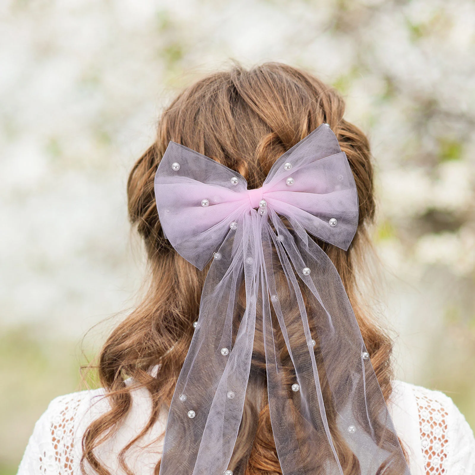 

Hair Bride Veil Bridal Pearl Clip Bow Wedding Clips Bowsaccessoriesshort Tulle Butterflywomen Pieces Bachelorette Be Gifts