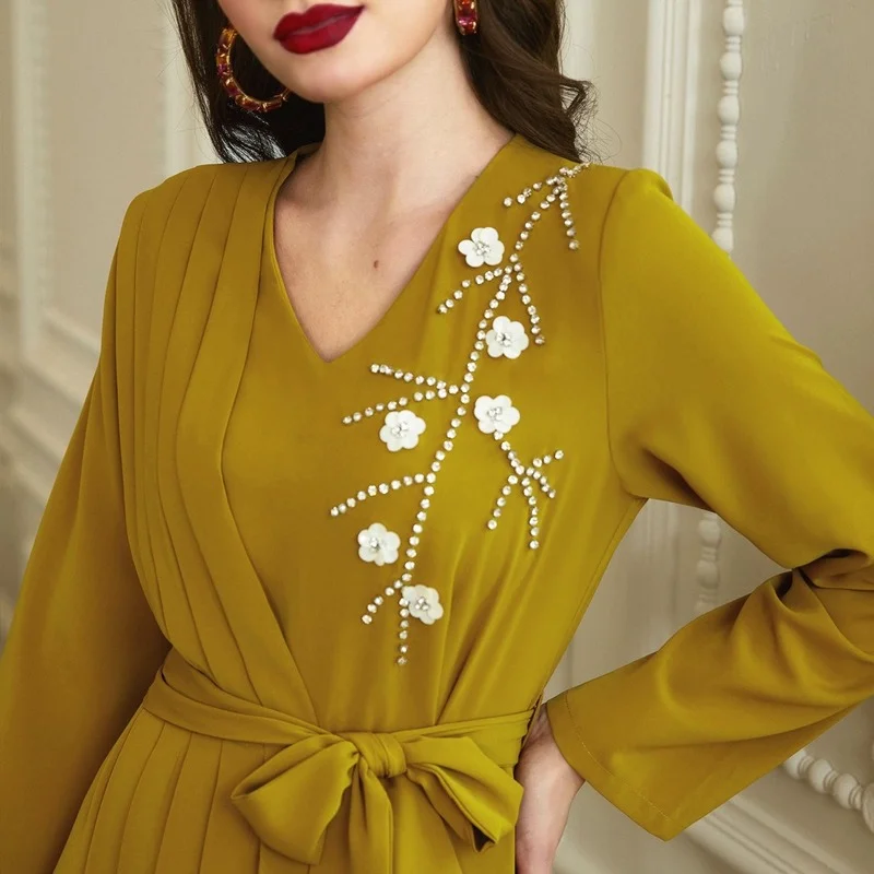 Muslim Dress Women 2022 Abaya Dubai Moroccan Caftan Evening Dresses Elegant Turkey Islam Clothing Robe Longue Femme Musulmane
