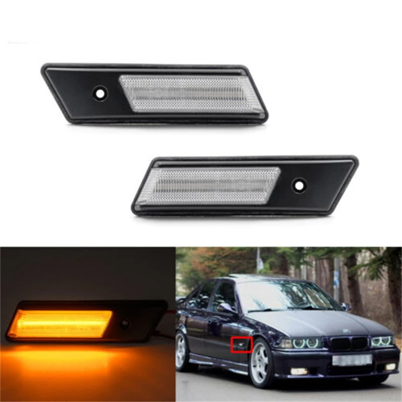 Clear LED Fender Side Marker Light Indicator For 1990-1996 BMW E36 M3 318i 325i 328i Car Led Lights