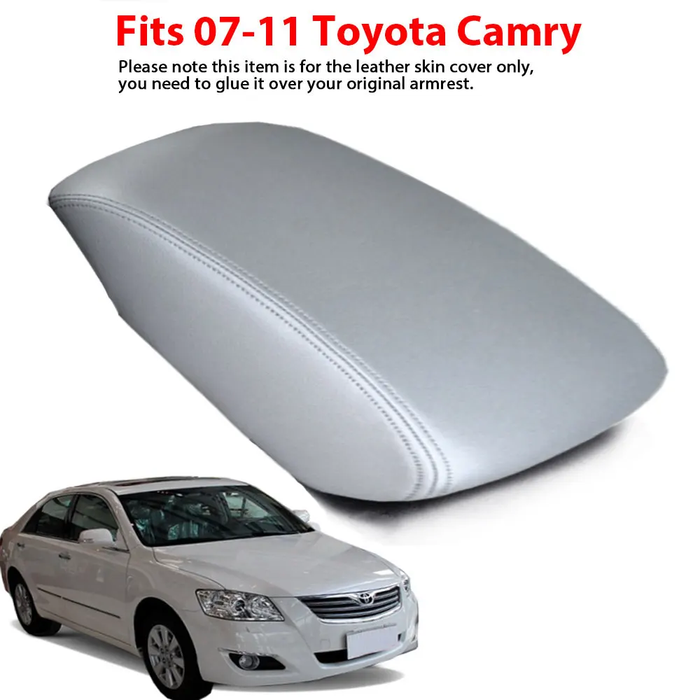 

Gray Leather Car Center Console Lid Armrest Cover Skin Trim Protector For Toyota Camry 2007 2008 2009 2010 2011