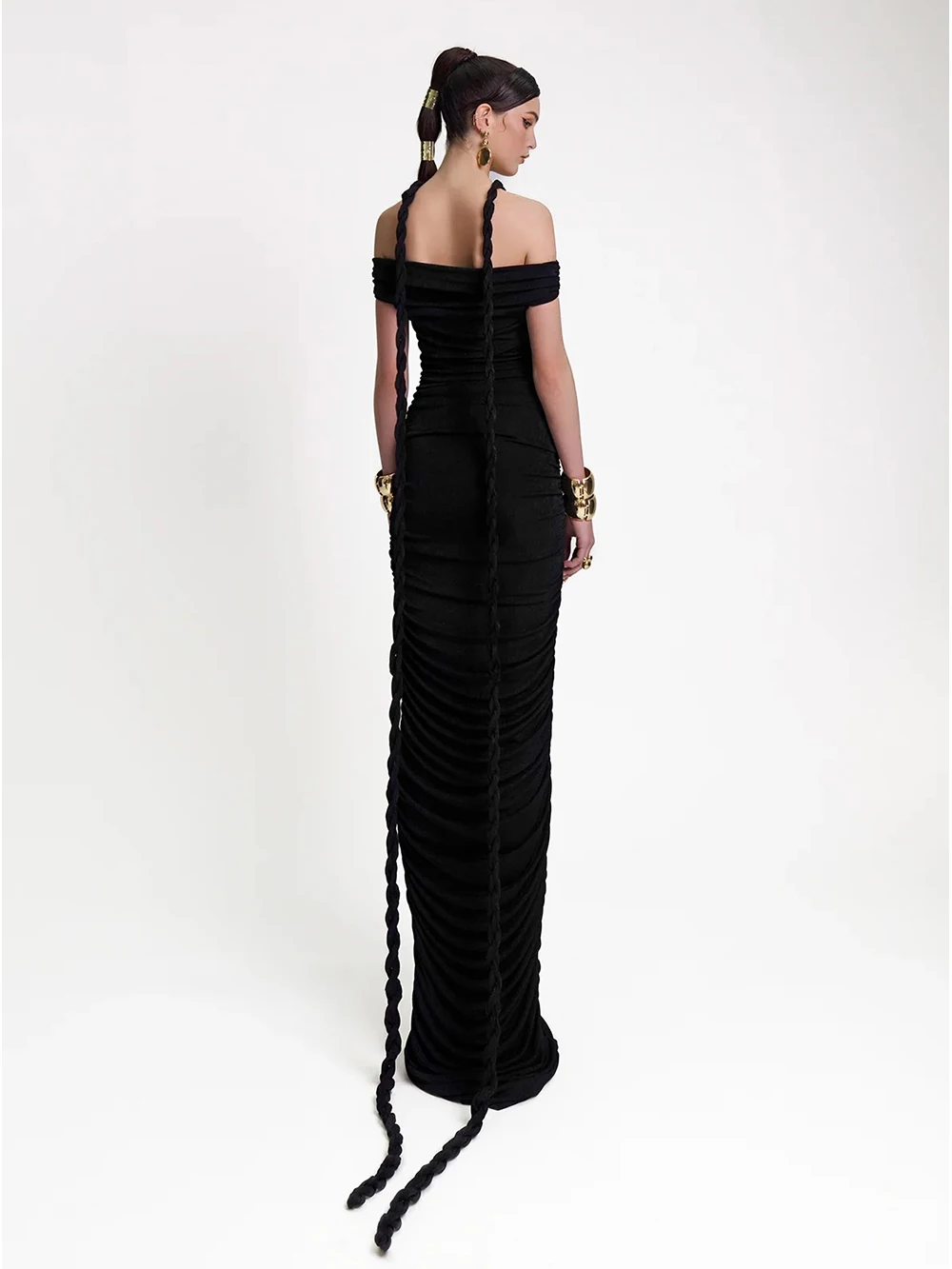 Новинка 2024 модное элегантное платье-макси без рукавов с воротником-лодочкой и