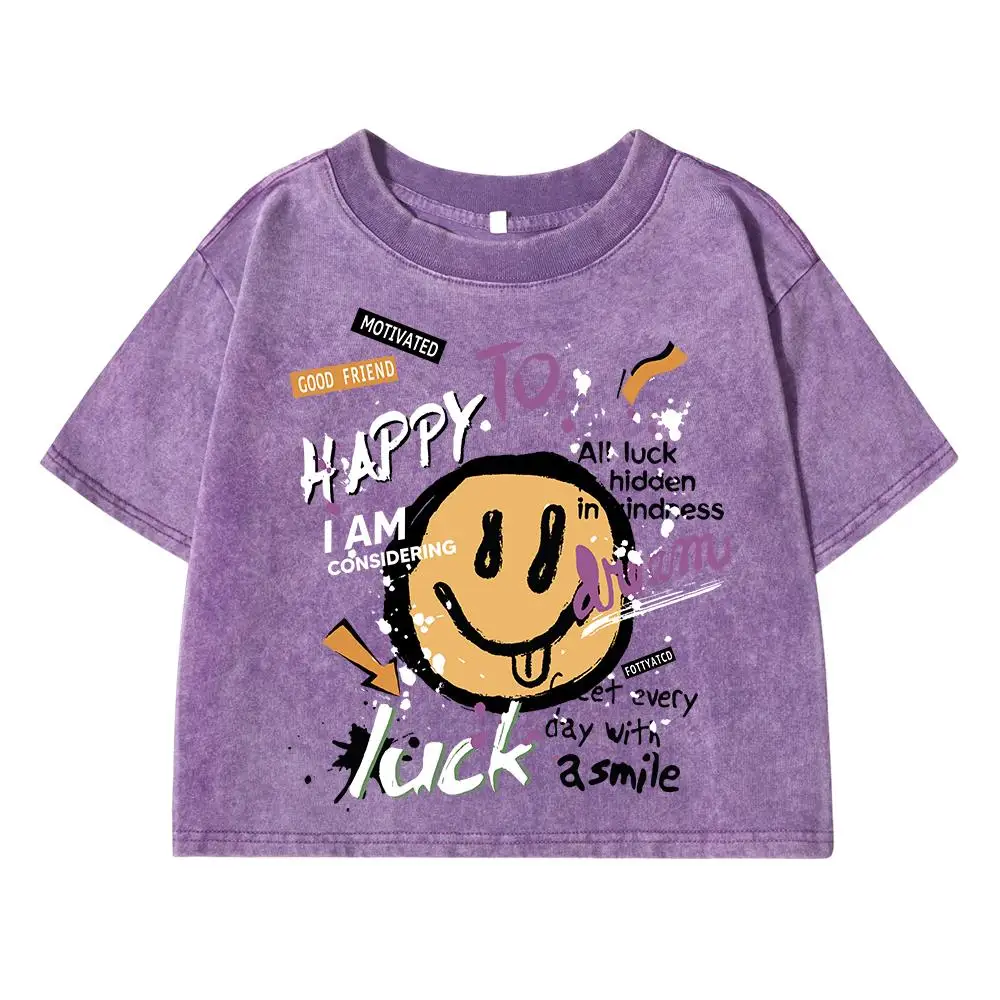 Женская Уличная Футболка С Мультяшным Принтом happy To Luck Повседневный Дышащий
