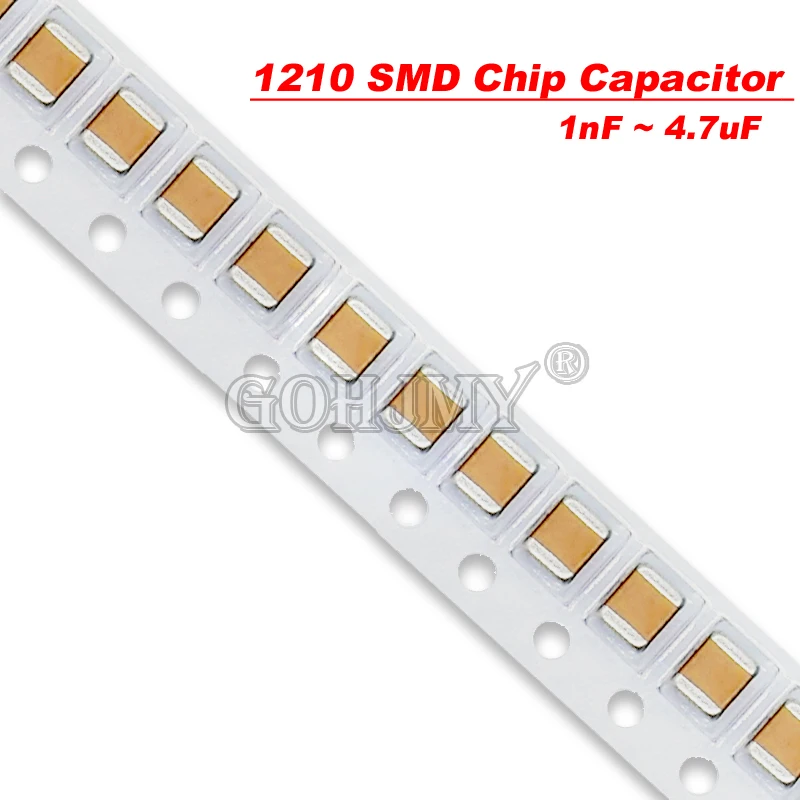 

50PCS/lot 1210 SMD Chip Capacitor 1nF 4.7nF 1KV 2KV 100nF 470nF 680nF 0.1uF 1uF 2.2uF 4.7uF 10uF 22uF 47uF 100uF 10V 16V 25V 50V