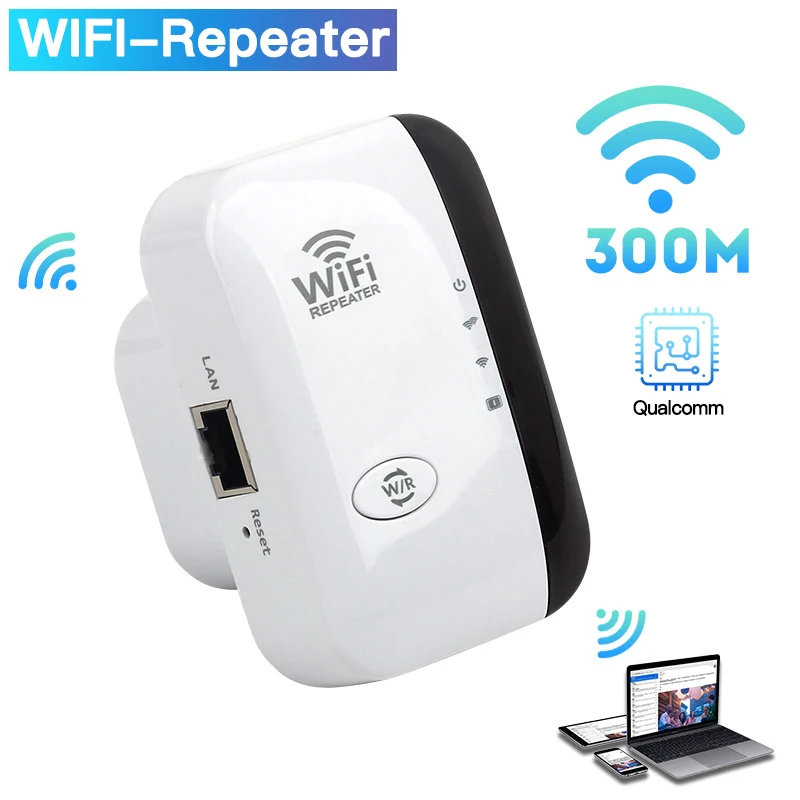 Repetidor WIFI inalámbrico, extensor de 300Mbps, amplificador de señal Wi-Fi de largo alcance, potenciadores de red compatible con WPS AP 802.11N, punto de acceso