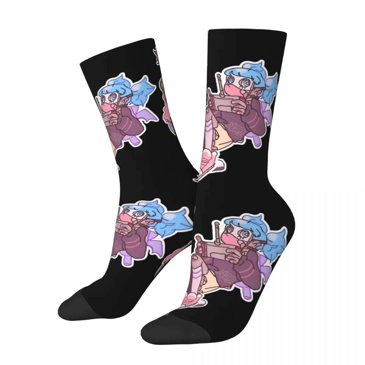

Funny Crazy Sock for Men Kawaii Hip Hop Harajuku Sally Face Game Happy Quality Pattern Printed Boys Crew compression Sock