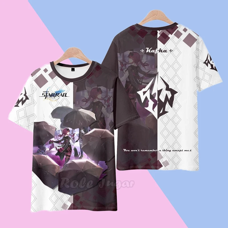 

Honkai Impact 3 Qingque Kafka Bailu 3D Printing T-shirt Summer Round Neck Tops Short Sleeve Popular Game Streetwear Plus Size