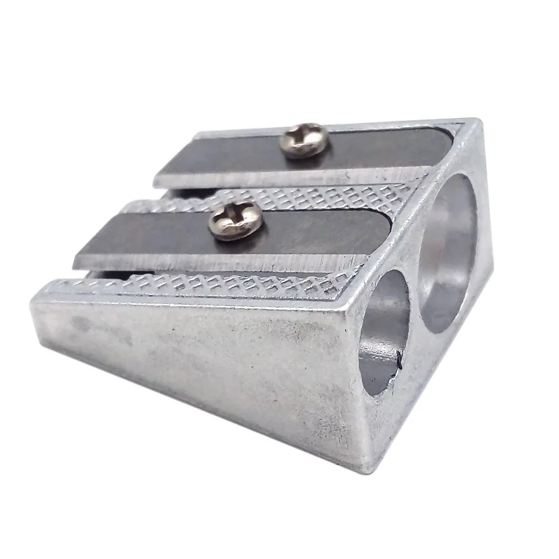 

2pcs Zinc Alloy Pencil Sharpeners Double Hole Steel Blades Metal Pen Cutter Silver Sharpener School Office Supplies Gift
