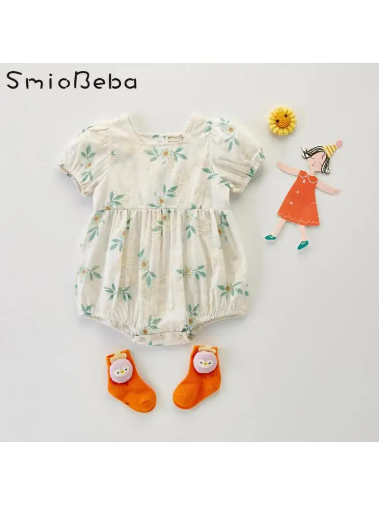 

2022 Summer Korean Version Baby Girl's Triangle Creeper Rompers Clothes 0-3 Year Sweet Birthday Newborn Overall Toddler Costume