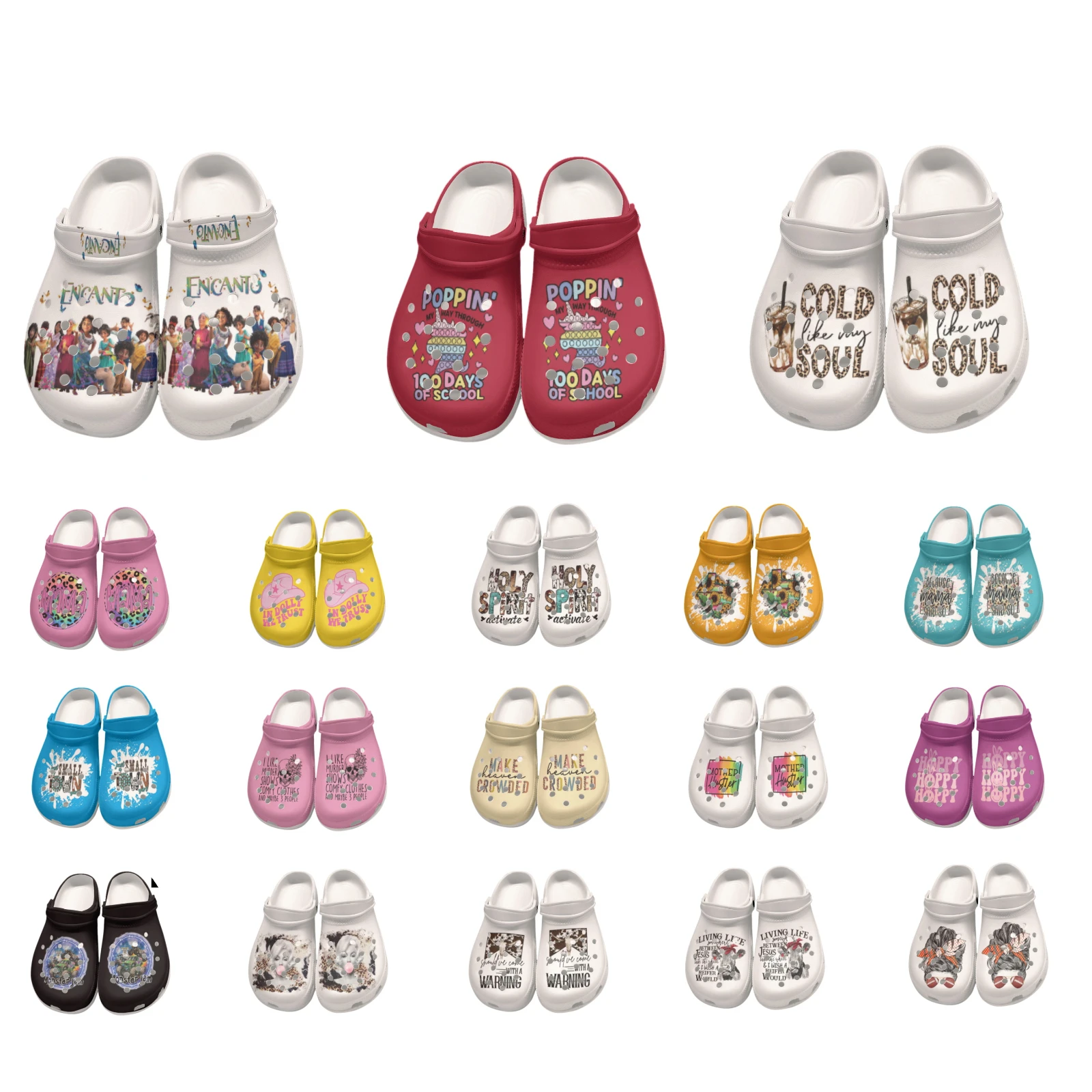 

New Arrival Women Cartoon Pink Croc Shoe Cold Soul Sunflower Garden Shoes Girls Rainbow Rose Clog Shoes Available Customized