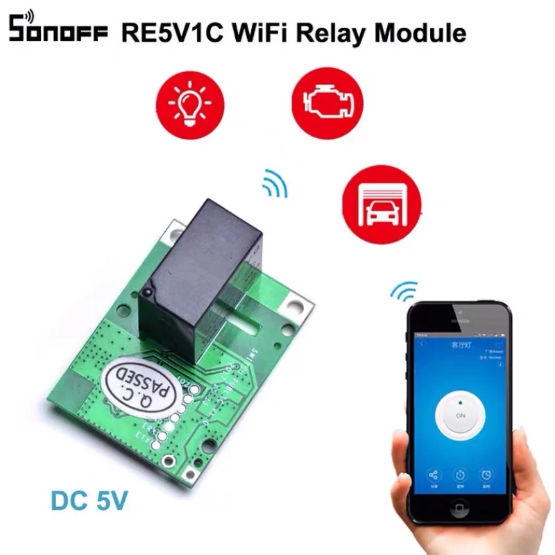 

SONOFF Wifi Switch Module, 5V DC DIY Wireless Remote Relay eWelink APP Smart Home Work With Alexa Google Home