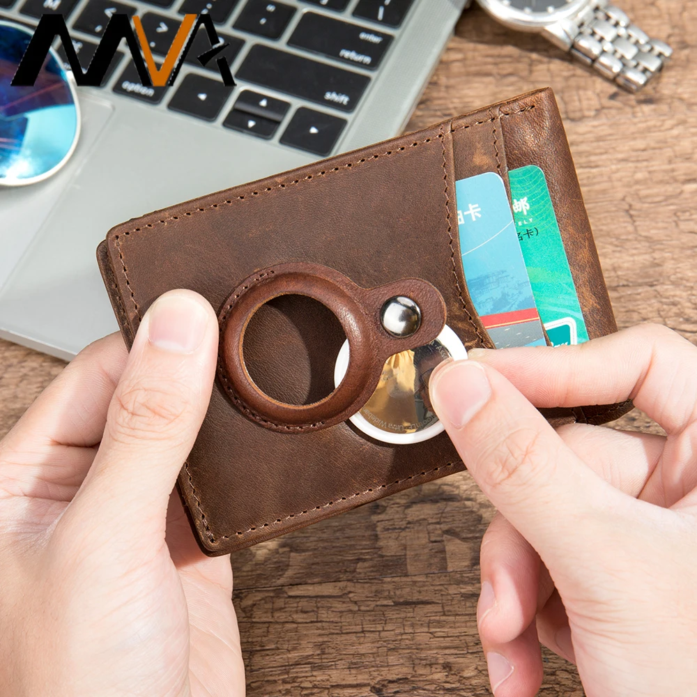 

MVA Airtag Women's Wallet For Men Purse Small Leather Slim RFID Wallets Card Holder Man's Wallet Women Money Clip Cartera Hombre