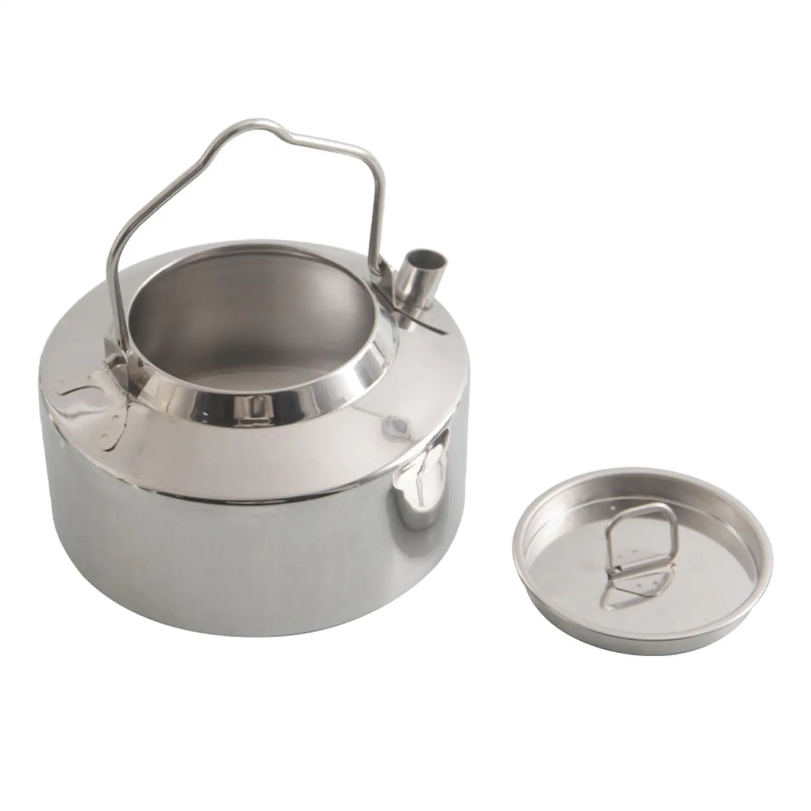 

Outdoor Camping Kettle Durable Pot Ultralight 1.3L Stainless Steel for Campfire Hiking