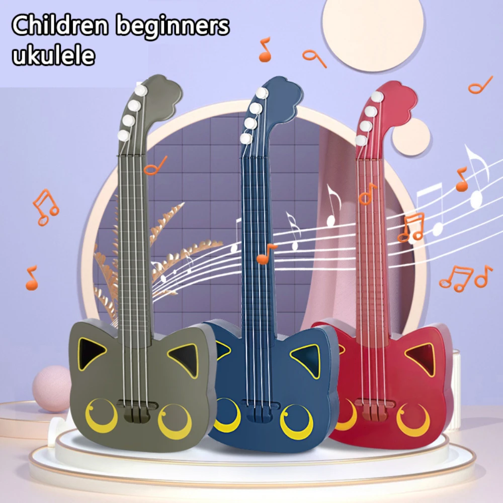 2022 Hot Mini Guitar 4 String Ukulele Toy Simulation Baby Play Cat Kids Early Educational Toys for Beginner Birthday Gift |