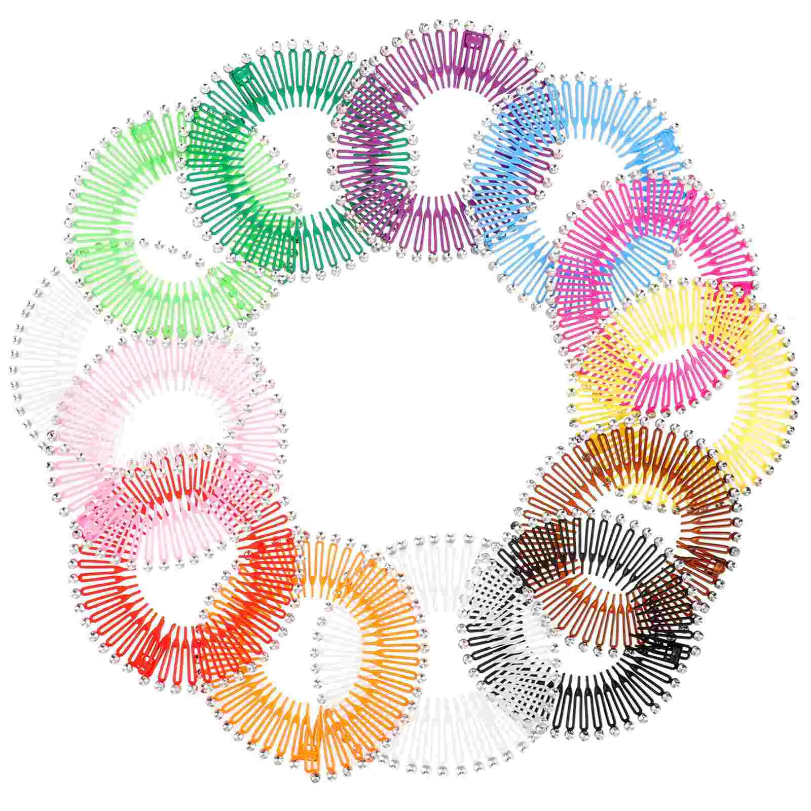 

13 Pcs Rice Noodle Comb Stretch Circle Headband Hairband Elastic Headbands Accessories