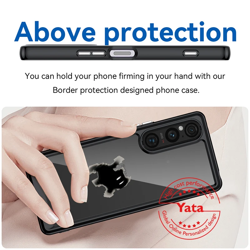 Yata для Sony Xperia 1 V 5G чехол телефона роскошный ударопрочный бампер защитный в стиле