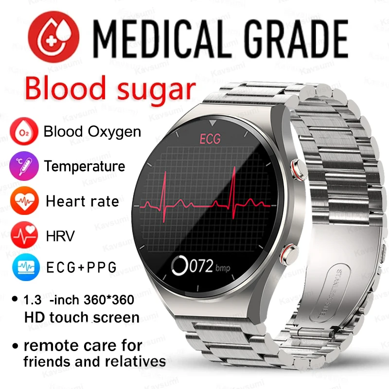 

2023New ECG+PPG Smart Watch Men Health Monitor Blood Sugar Blood Pressure Watch IP67 Waterproof Sports Smartwatch Men For Xiaomi