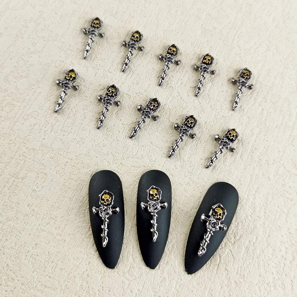 5 шт. металлические гвоздики для ногтей в виде черепа