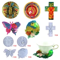 turtle butterfly homemade coaster round cross coffee drop glue mold diy epoxy resin crystal mold crafts casting tools home decor