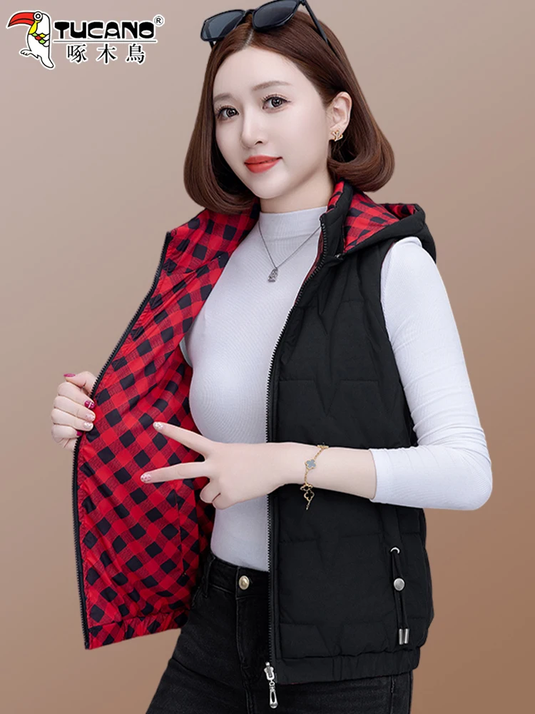 Woodpecker down Cotton-padded Vest Women Autumn and Winter 2024 New Middle-Aged Elderly Mothers Western Sle Fashionable...
