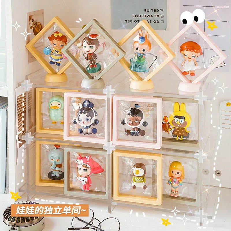 

Korean Ins Blind Box Storage Box Display Stand Single Figure Bubble Mart Doll House Transparent Dust Cover Photo Frame Box