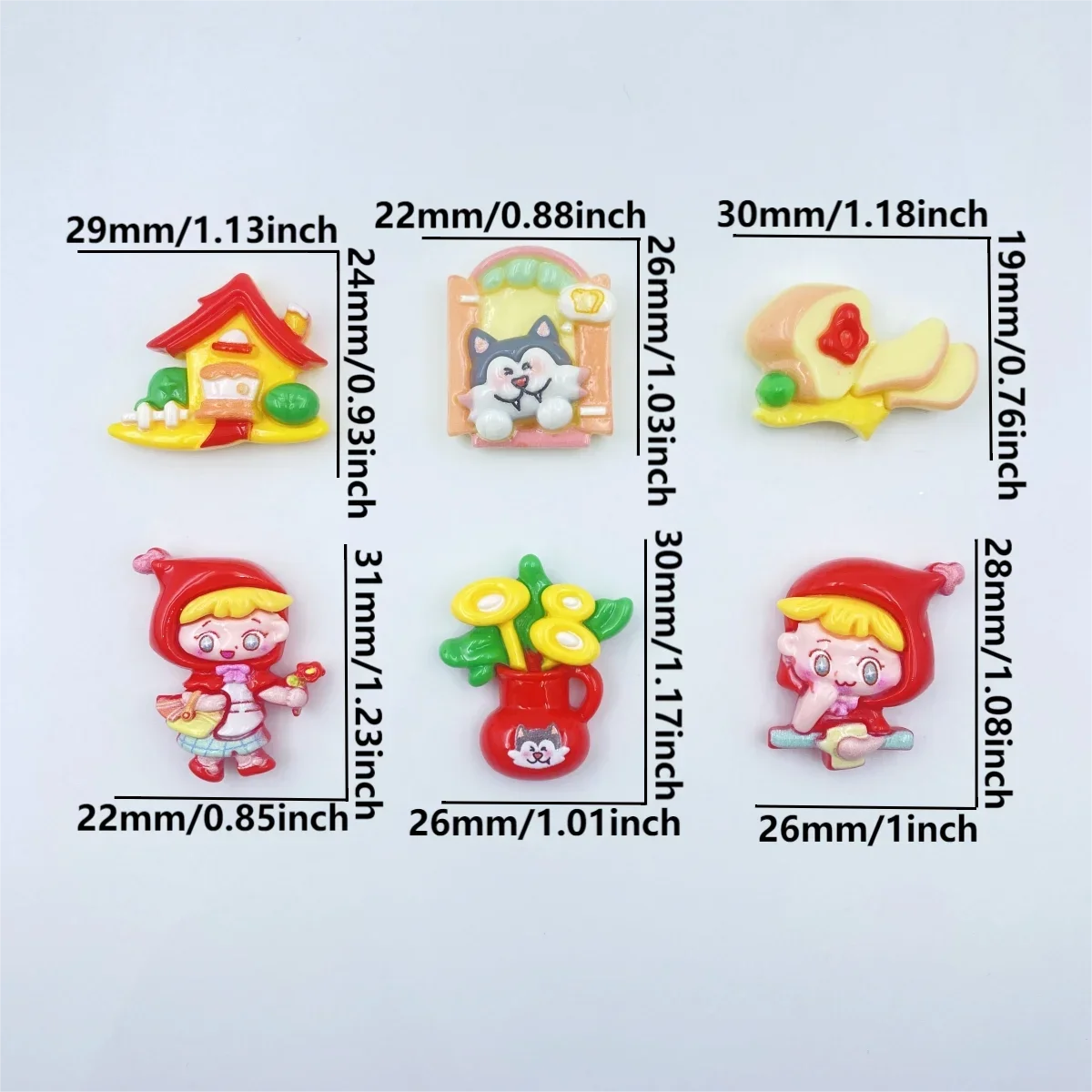 6 шт. мультяшная маленькая девочка с большим плохим волком фигурки из смолы