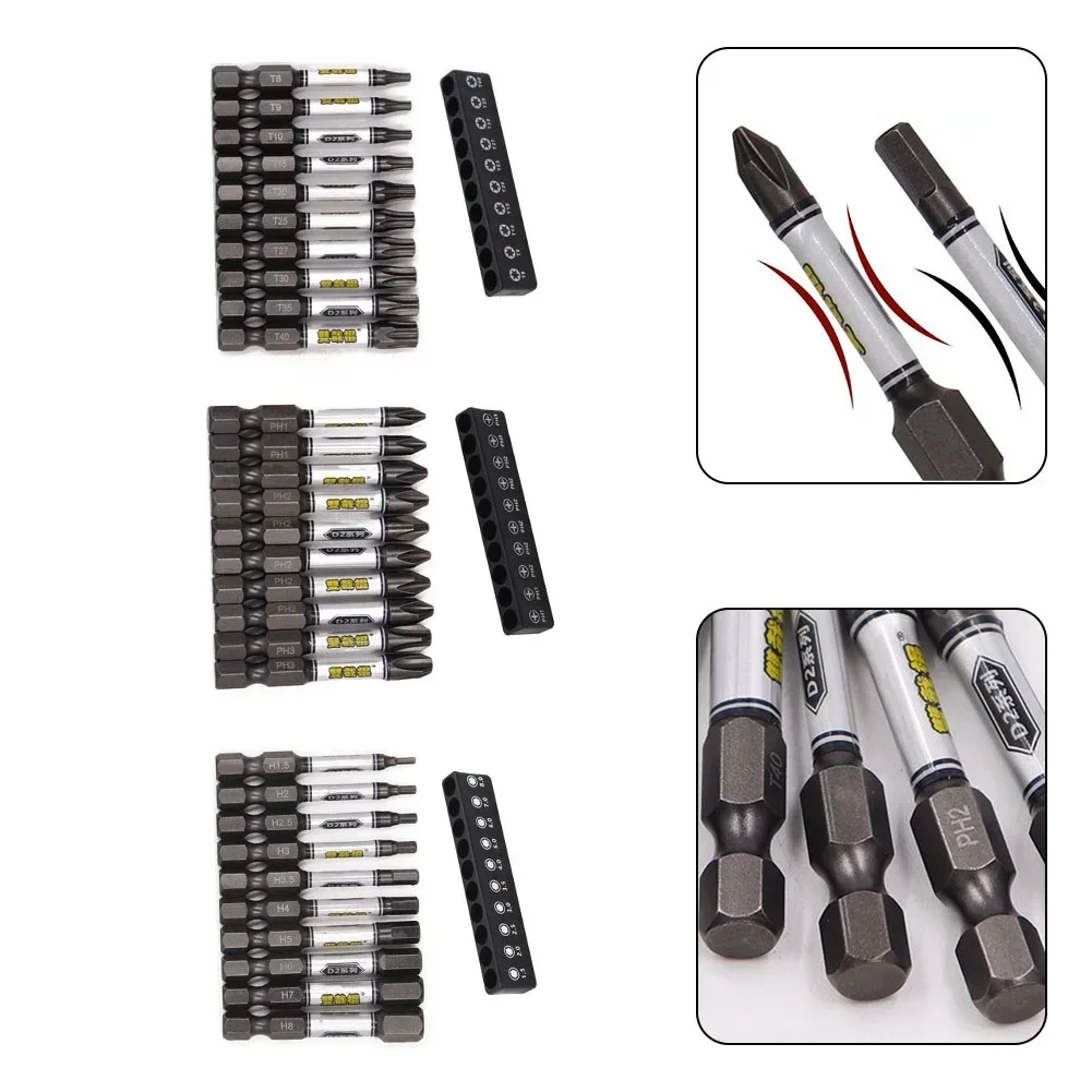 Набор бит для отвертки комплект из 10 насадок с шестигранным магнитным креплением