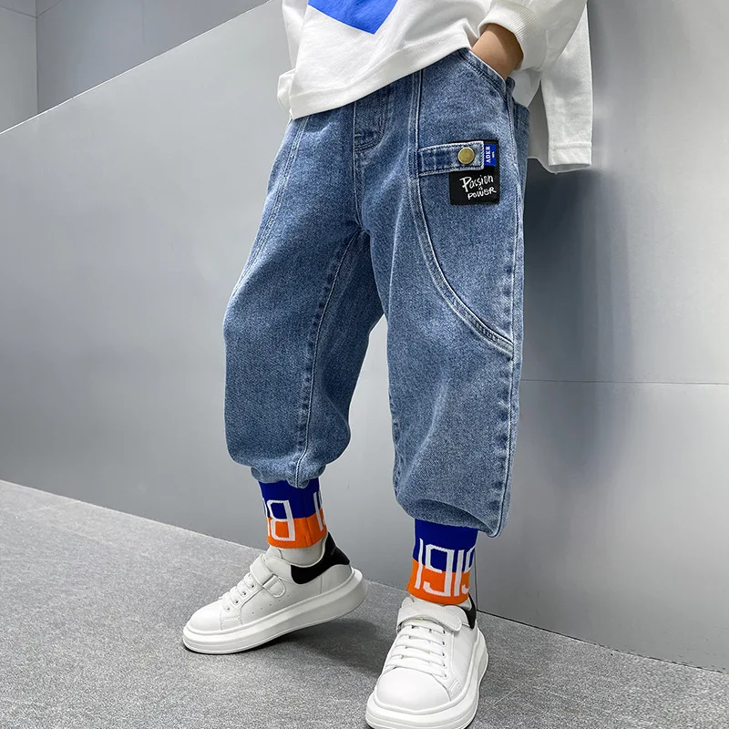 

Boys Jeans Spring Foreign Style Children's Trousers 2022 New Children's Clothes Big Kids Teen Pants Spring Student Clothes Pants