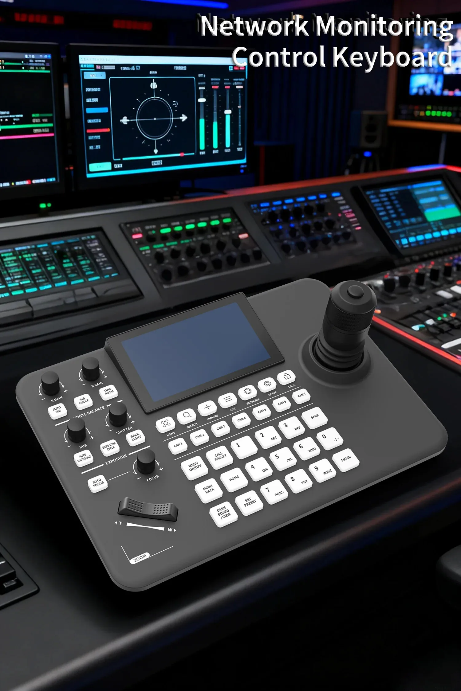 Фото Клавиатура управления Movmagic NDI PTZ с 5-дюймовым HD-дисплеем 1280×720, точечное управление RS485 для церкви и конференций №2