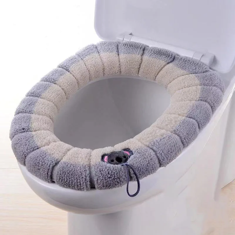 

Winter Warm Toilet Seat Cover Mat Bathroom Toilet Pad Cushion with Handle Thicker Soft Washable Closestool Warmer Accessories