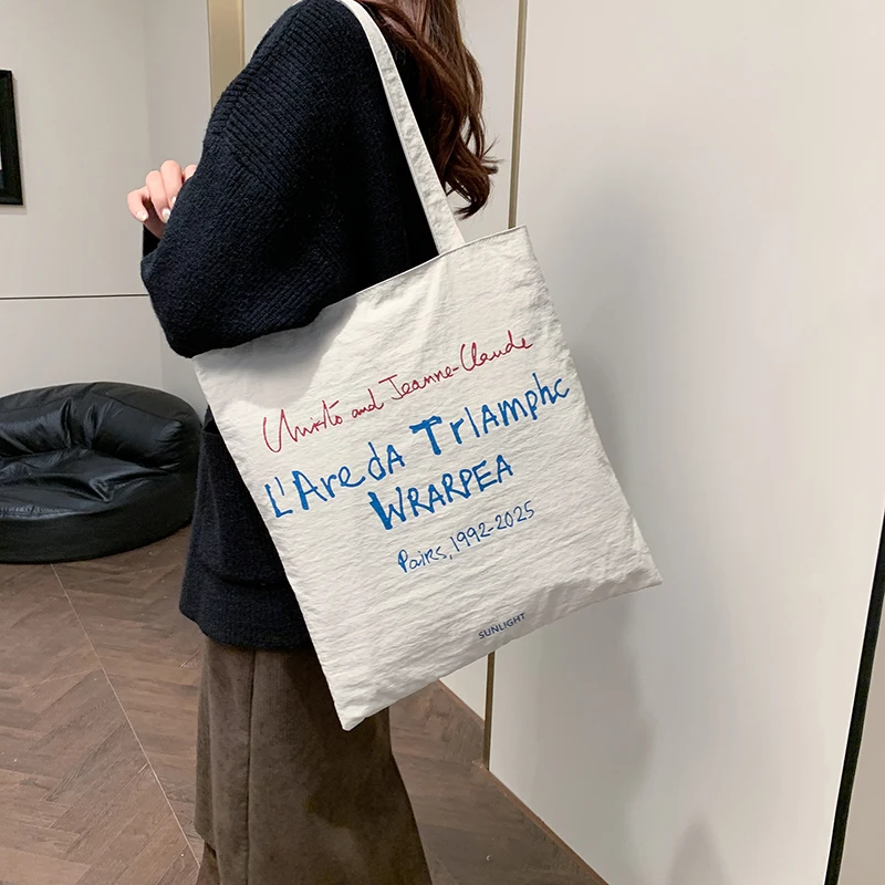 Простая универсальная женская сумка-тоут на одно плечо с буквенным принтом новые