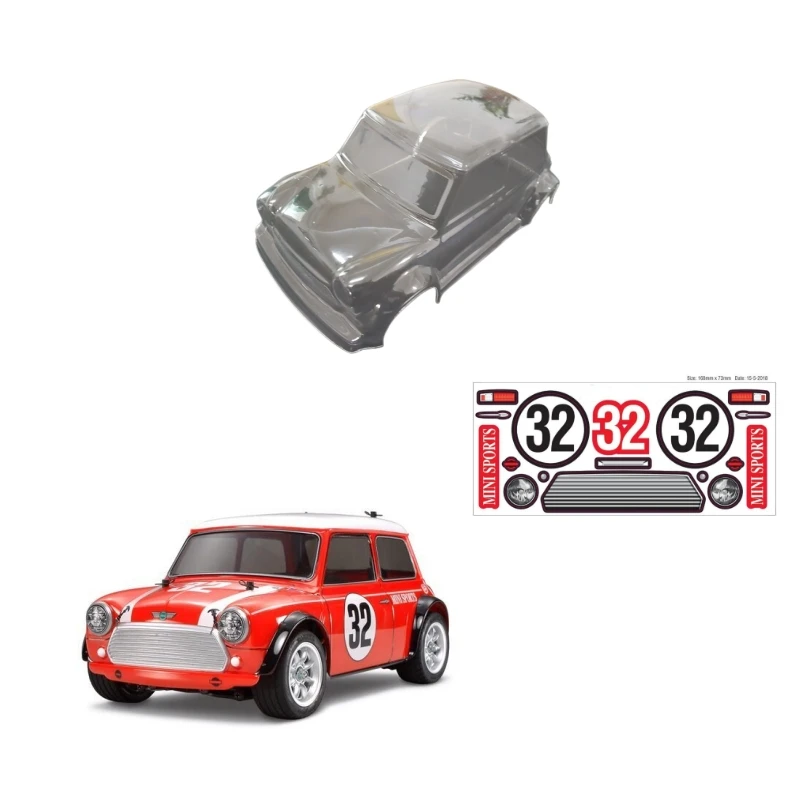 

1/10 1/12 Cooper On Road прозрачный корпус корпуса 210 мм Колесная база с цветными наклейками для радиоуправляемых автомобилей игрушек Мини шасси