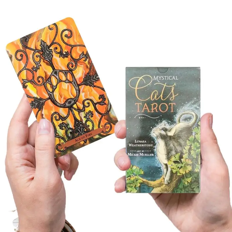 

The Mystical Cats Tarot Cards Deck Games English Version Guidebook Magical Fate Divination Oracle Card for Personal Famlily Use