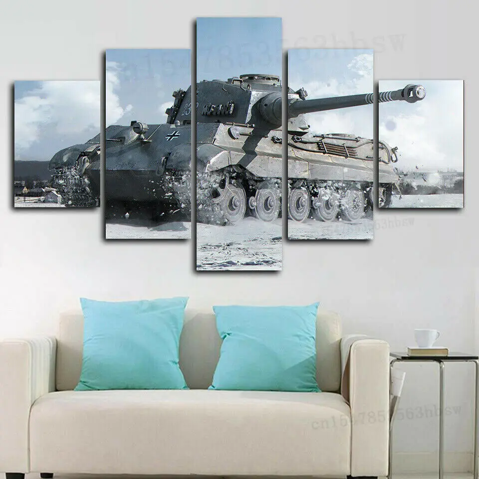 

Тигр II мировая война 2 танка 5 панелей Печать на холсте настенный плакат Декор для дома картины 5 шт. Декор для комнаты картины