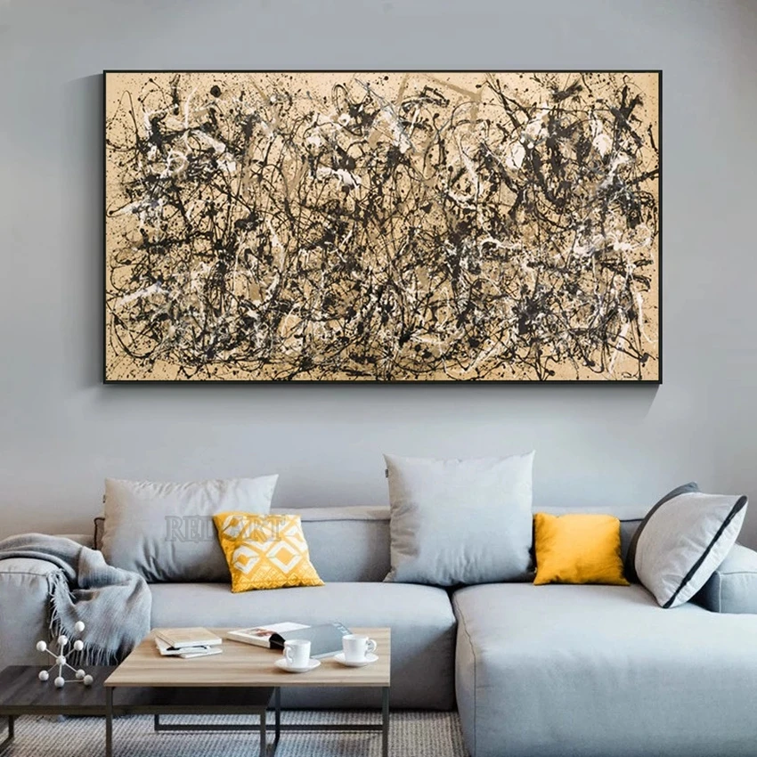 Бесплатная доставка коричневые и белые линии ручная роспись абстрактные картины