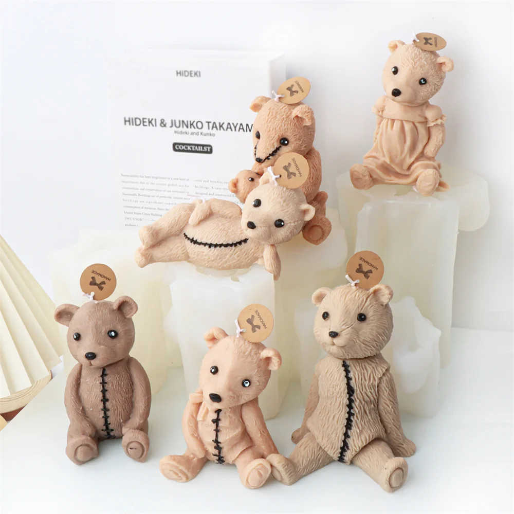 3D плюшевый мишка силиконовые формы для свечей держащие детский стежок форма