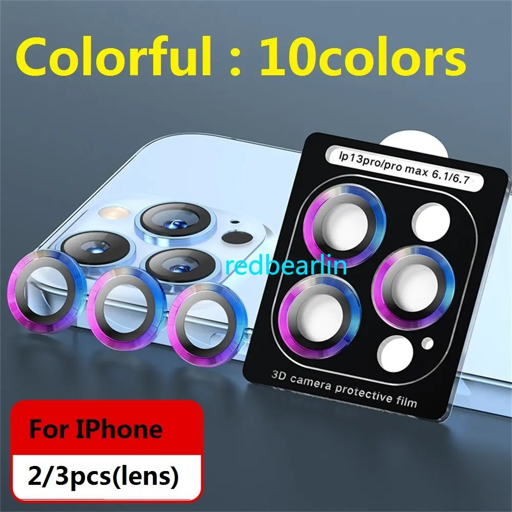 100PCS Quick Stick Installation 3D Camera lens Metal Ring protector For Iphone 11 12 13 14 Pro 14 Plus 14Pro max With Package