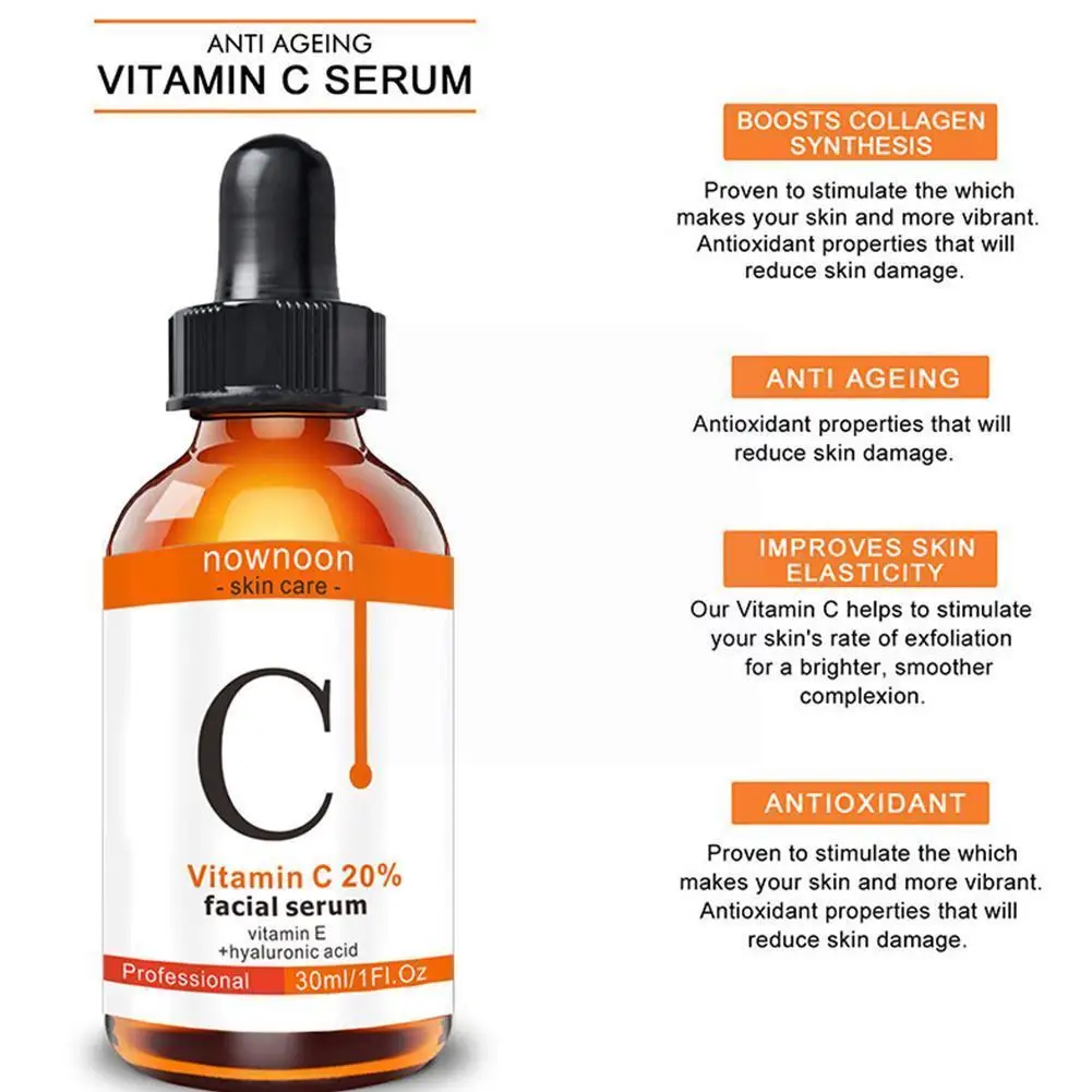 

30ml Vitamin C Retinol Facial Serum Whitening Brightening Lighten Spots Acid Eyes Hyaluronic Moisturizing Essence L6J4