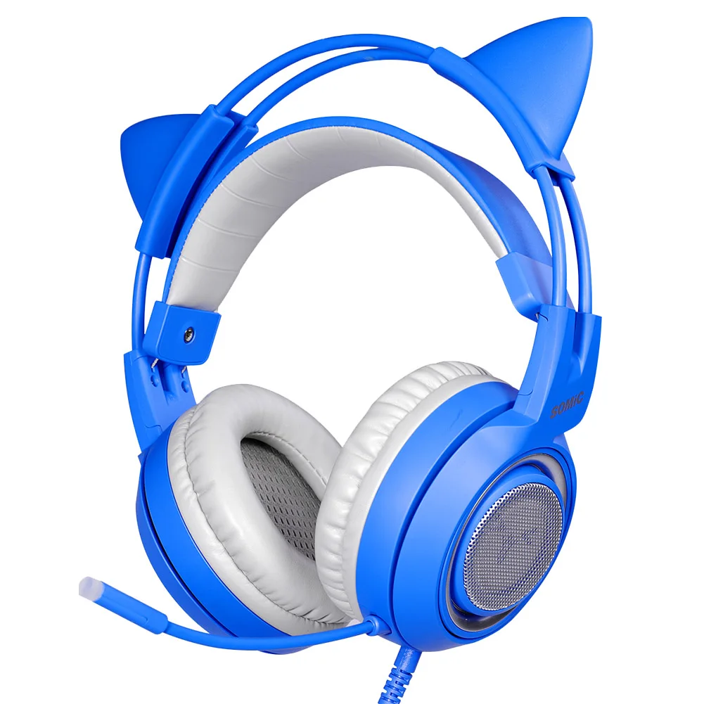 

Phones Detachable Cat Ear Wired Stereo Gift With Mic Over-ear Clear PC Gaming Headset Universal Accessories Self-adjusting Cute