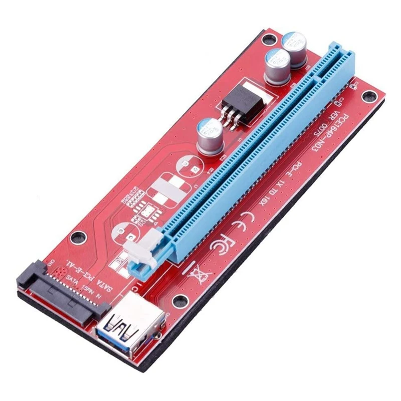 10 шт. VER007S PCI Express PCIE PCI-E Riser Card 007 007S 1X to 16X удлинитель USB3.0 кабель 15Pin SATA для майнинга BTC