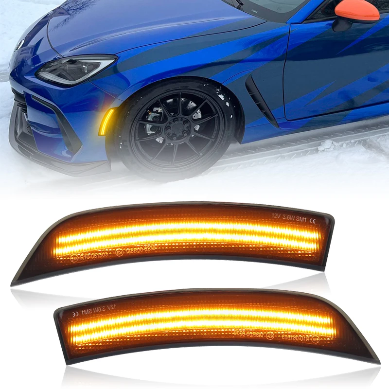Фото 2 шт. для Toyota GR86 ZN8 Subaru BRZ ZD8 2022-2024 дымчатая линза янтарный светодиодный передний бампер боковой габаритный фонарь №1